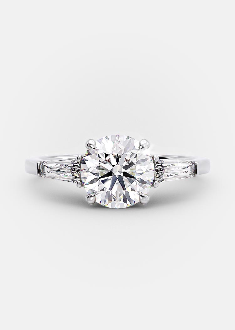 1.31 CT Round Brilliant Cut Moissanite Three Stone Engagement Ring