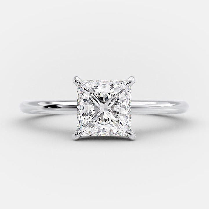 1.0 CT Princess Cut Solitaire Style Moissanite Engagement Ring