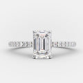 1.0 CT Emerald Cut Moissanite Diamond Hidden Halo Engagement Ring