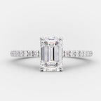 1.0 CT Emerald Cut Moissanite Diamond Hidden Halo Engagement Ring