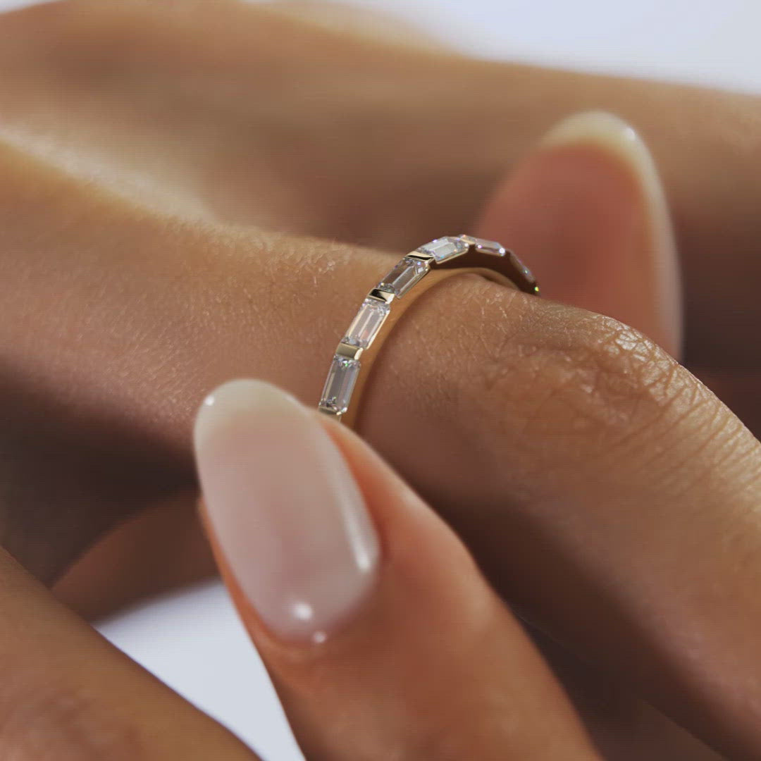 1.30CT Baguette Moissanite Full Eternity Unique Wedding Band