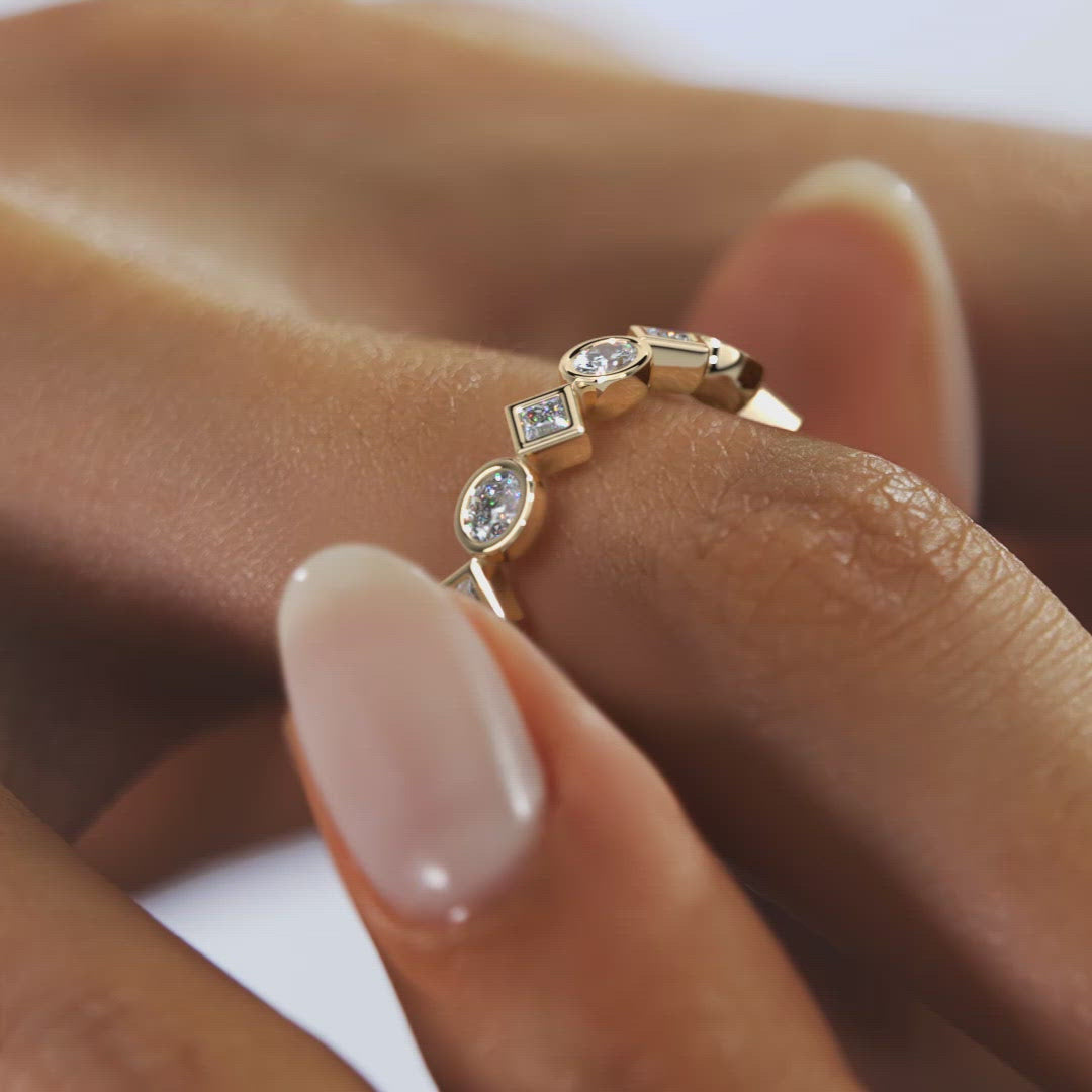 1.30CT Oval & Princess Moissanite Bezel Full Eternity Wedding Band
