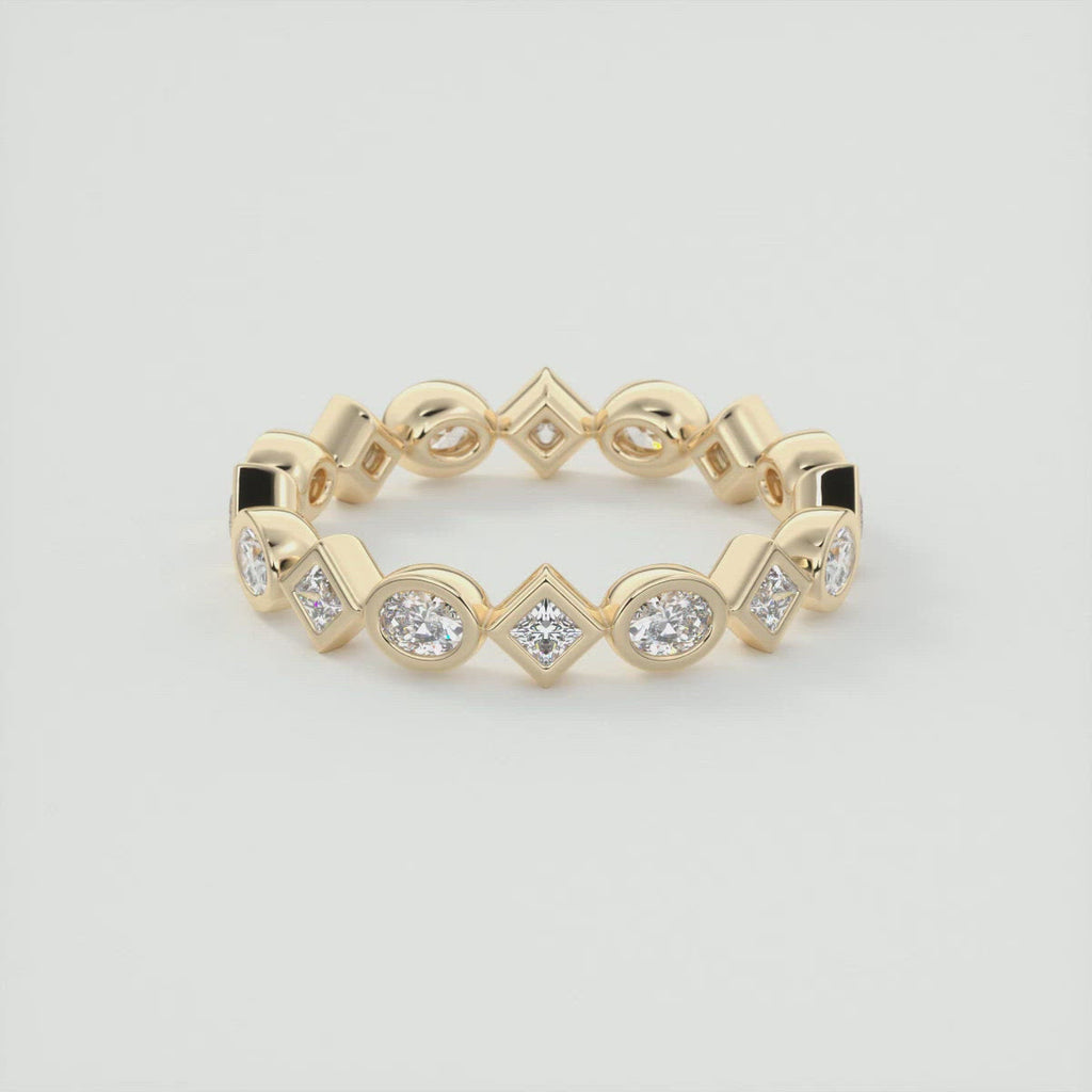 1.30CT Oval & Princess Moissanite Bezel Full Eternity Wedding Band
