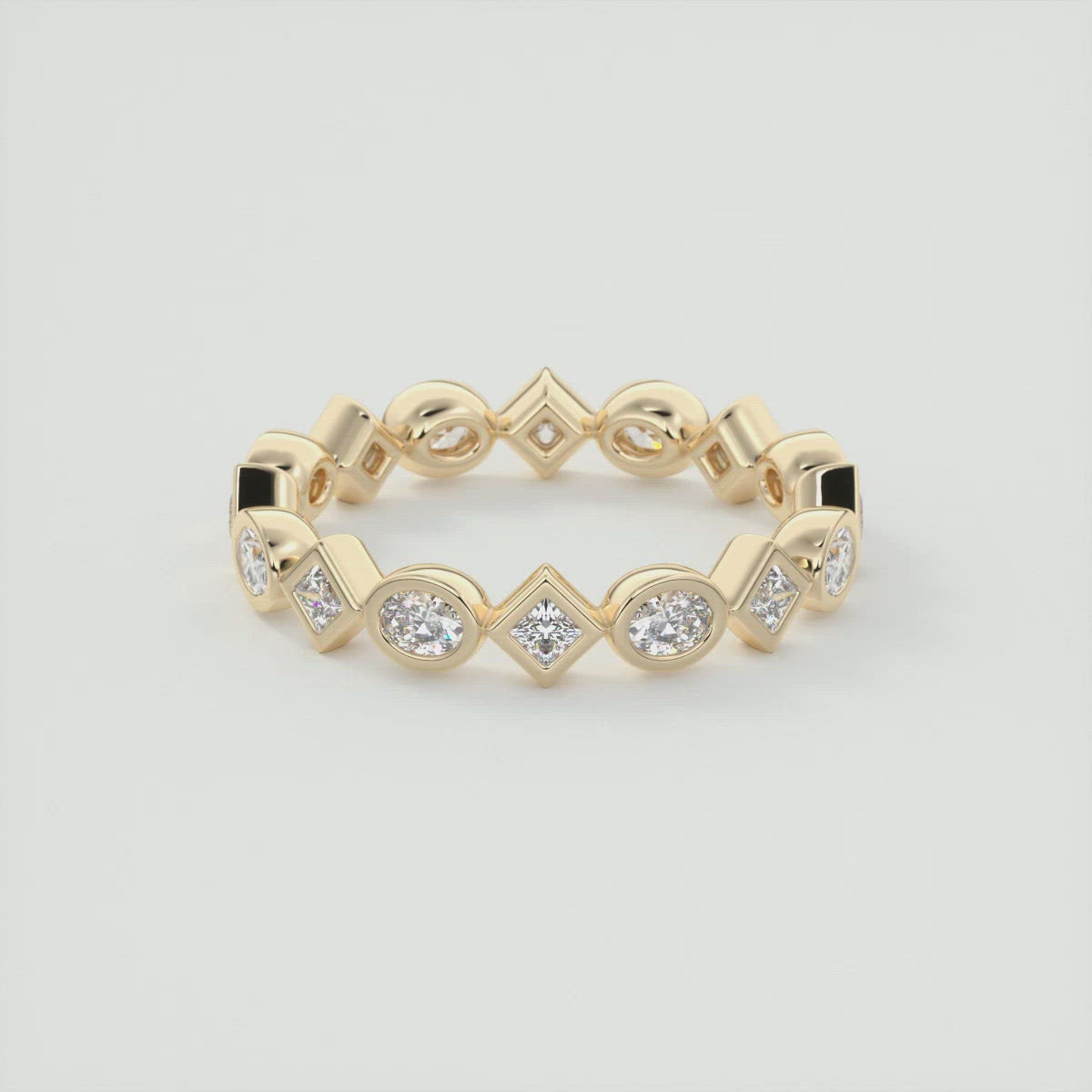 1.30CT Oval & Princess Moissanite Bezel Full Eternity Wedding Band