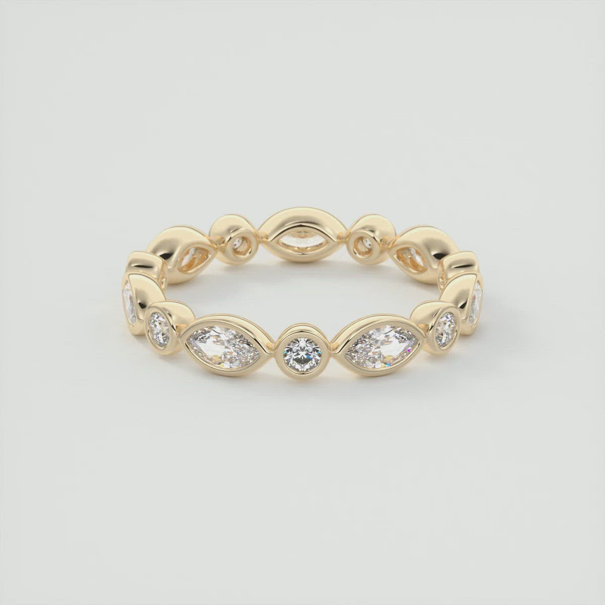 1.30CT Marquis & Round Cut Bezel Full Eternity Wedding Band