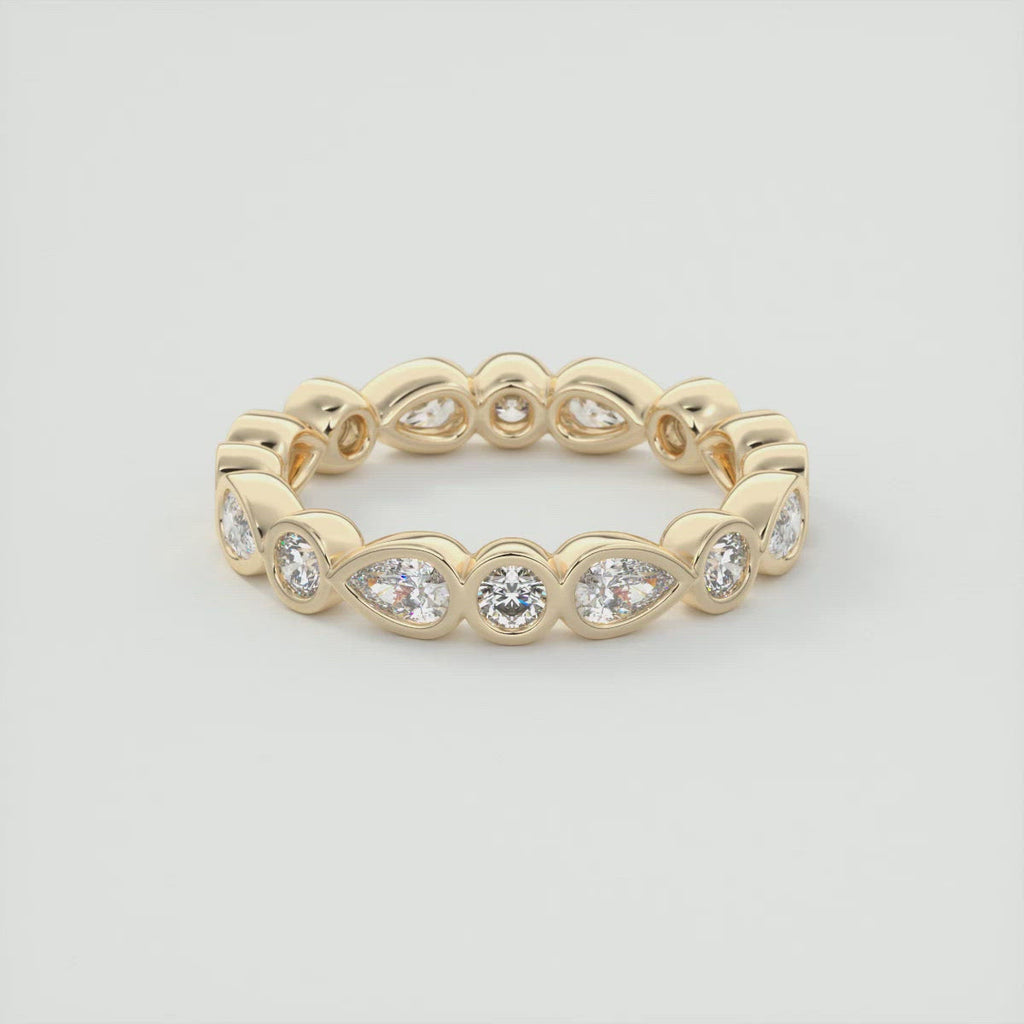 1.50CT Pear & Round Cut Moissanite Full Eternity Unique Wedding Band