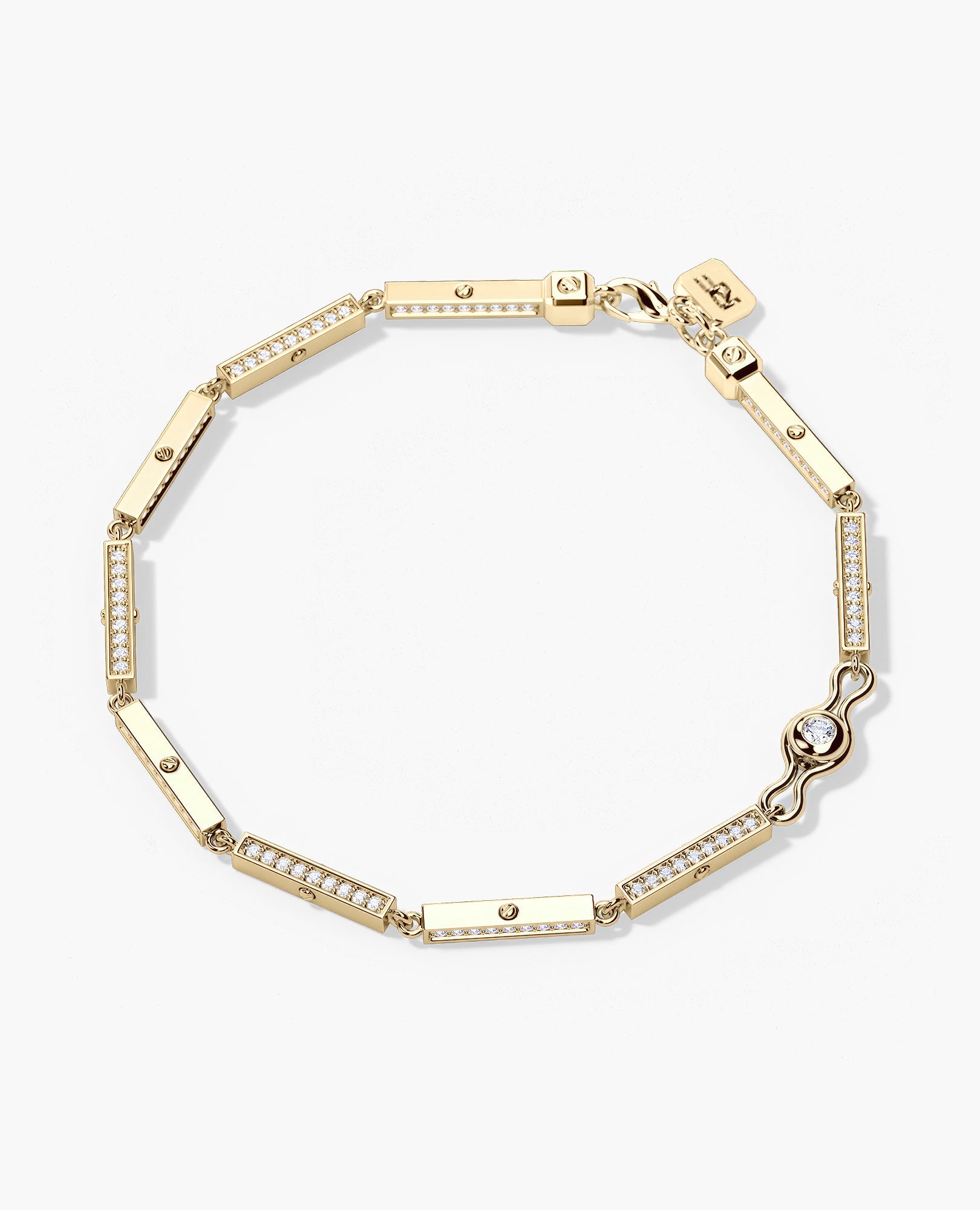 BAR CHAIN Gold Bracelet with Diamonds - 2.5mm