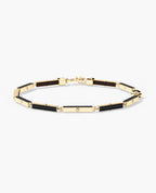 BAR CHAIN Gold Bracelet with Black Diamonds - 2.5mm