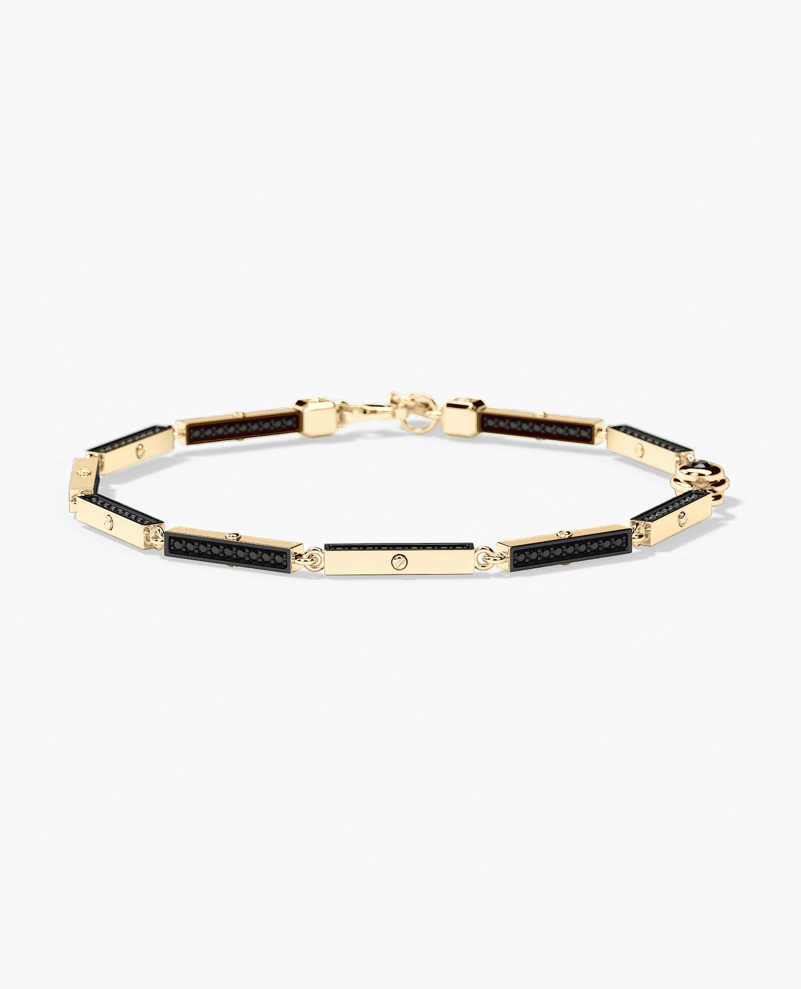 BAR CHAIN Gold Bracelet with Black Diamonds - 2.5mm