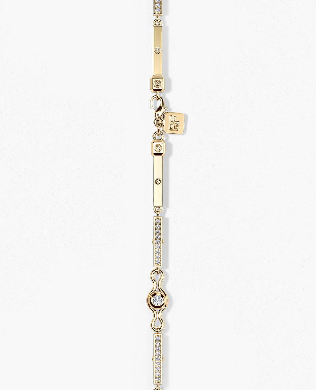 BAR CHAIN Gold Bracelet with Diamonds - 2.5mm
