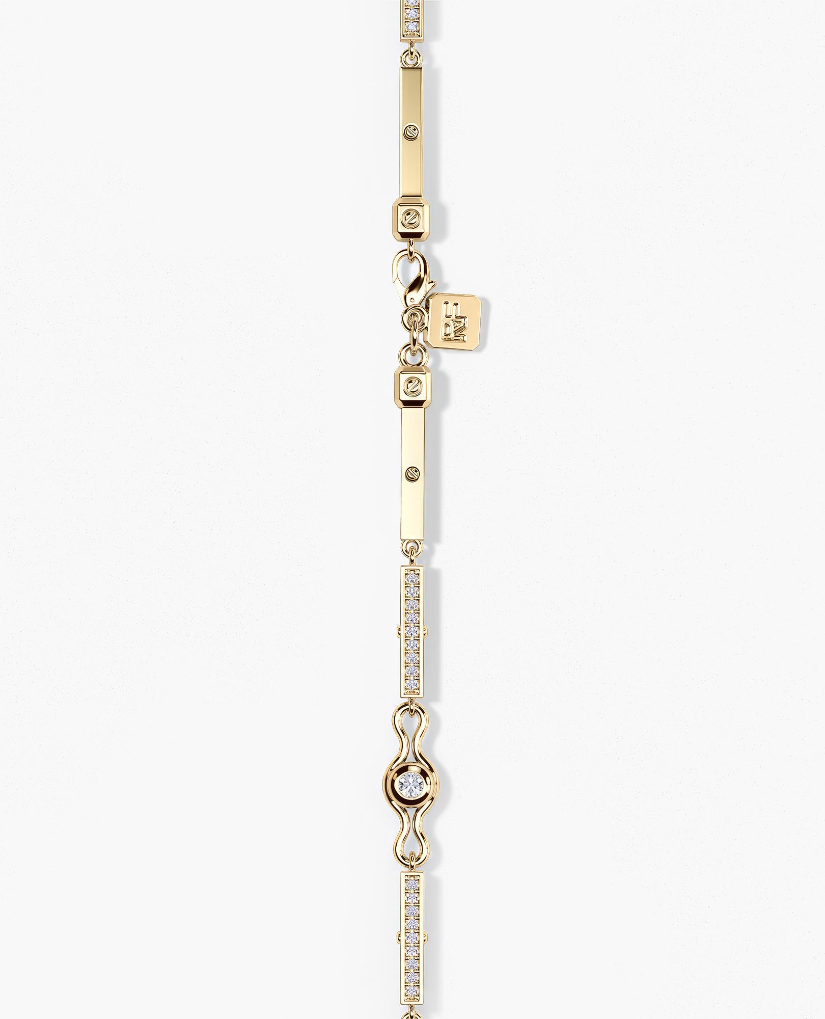 BAR CHAIN Gold Bracelet with Diamonds - 2.5mm