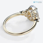 Yellow Gold Pear Shaped Lab Diamond cluster Engagement Ring - DisneyValley