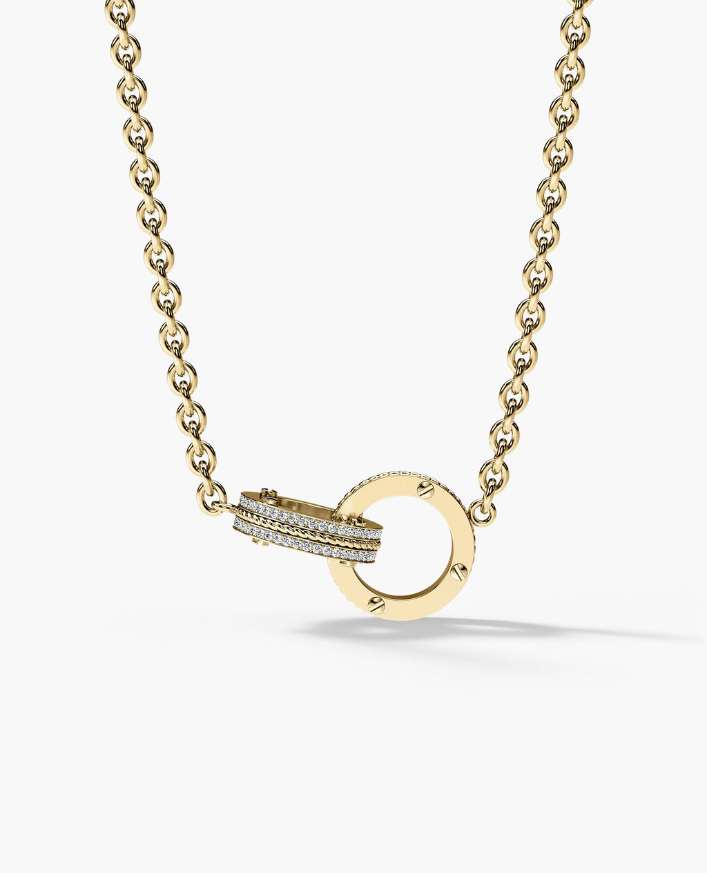 ROPES Gold Interlink Necklace Pendant with 0.20ct Diamonds