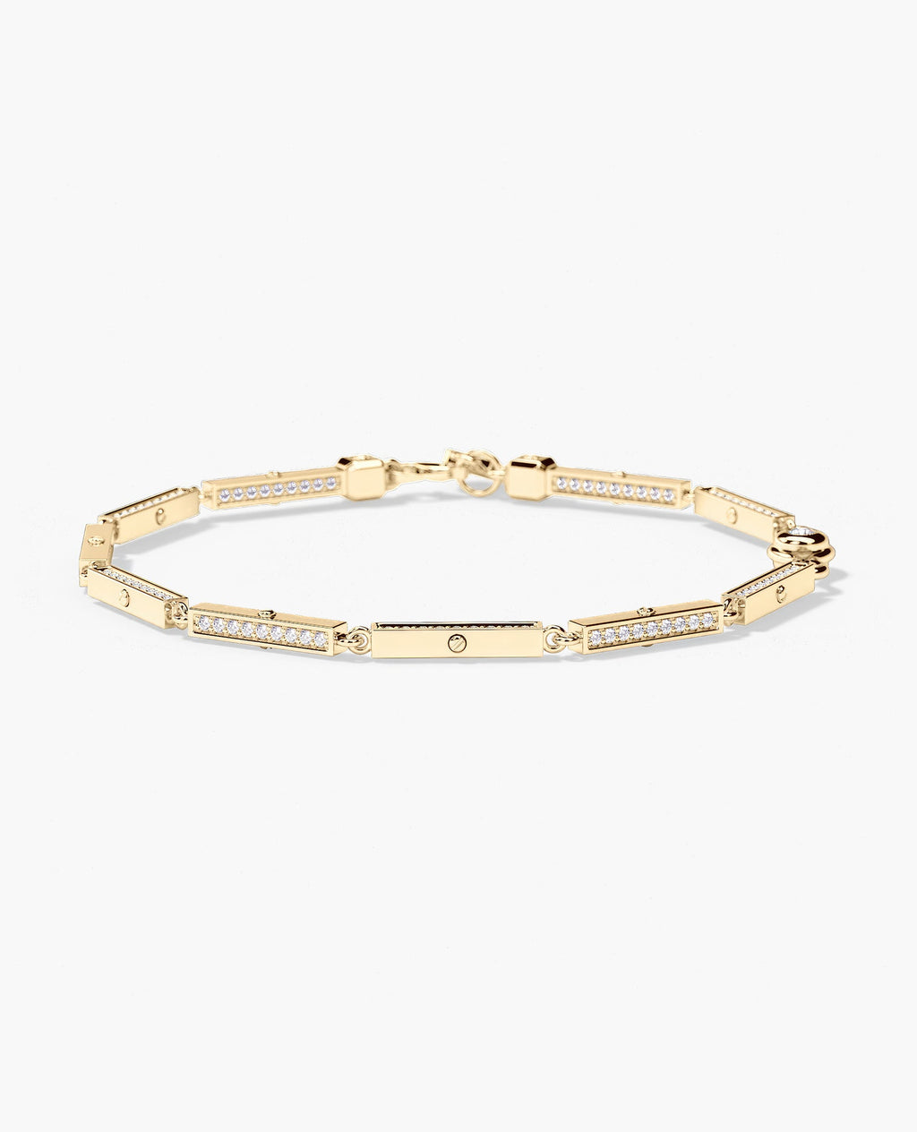 BAR CHAIN Gold Bracelet with Diamonds - 2.5mm