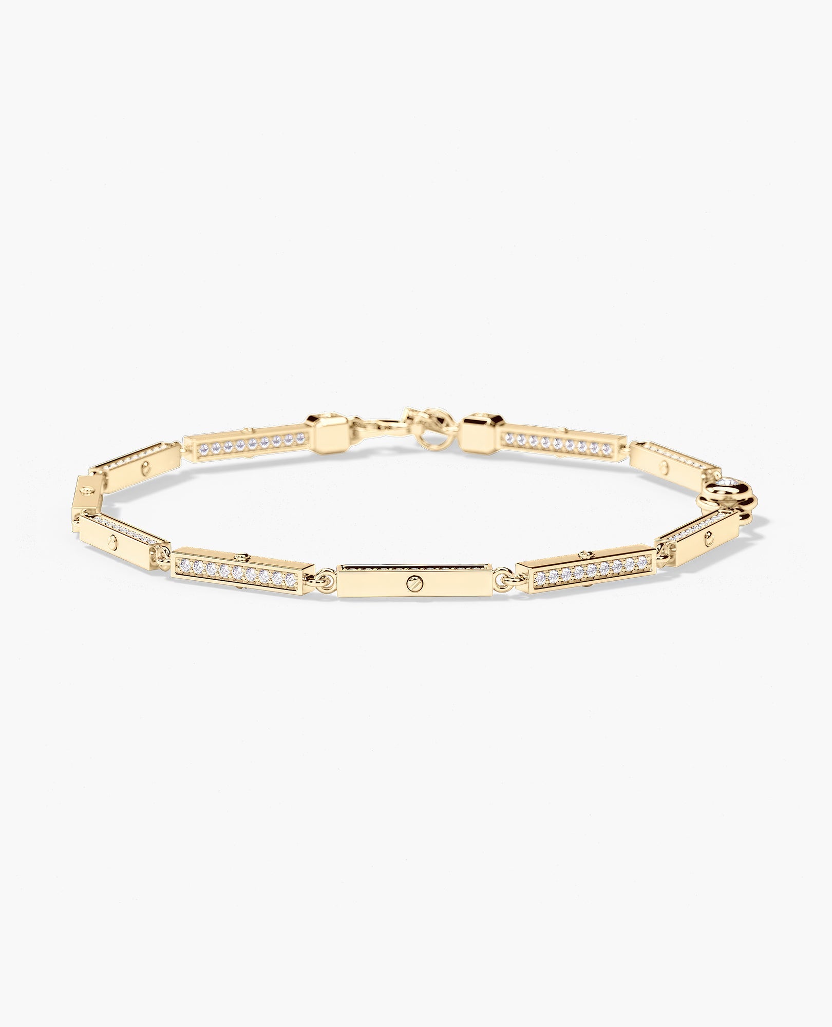 BAR CHAIN Gold Bracelet with Diamonds - 2.5mm
