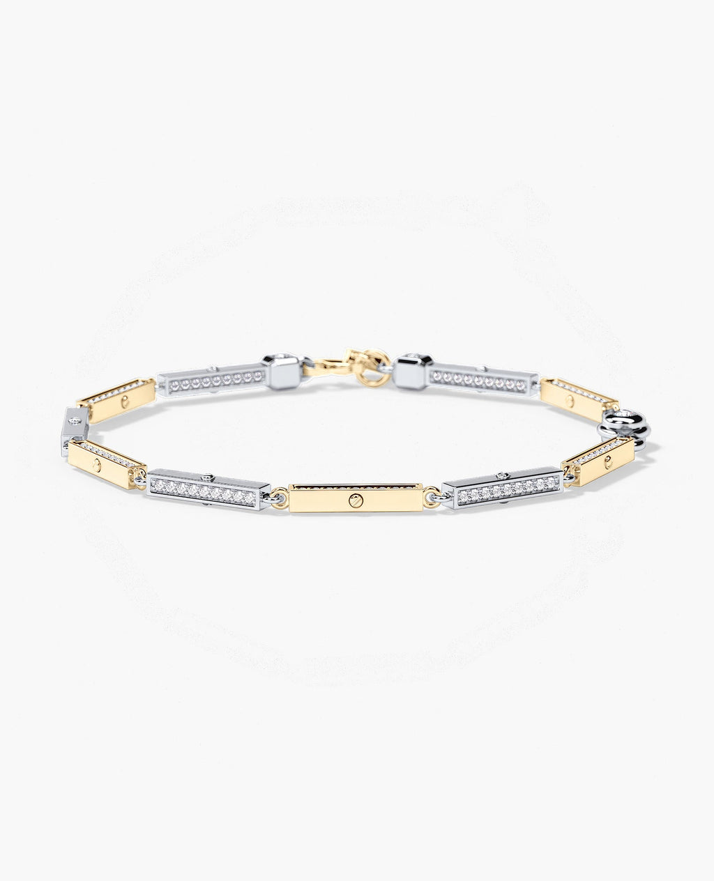 BAR CHAIN Two-Tone Gold Bracelet Diamonds - 2.5mm