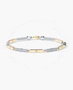 BAR CHAIN Two-Tone Gold Bracelet Diamonds - 2.5mm