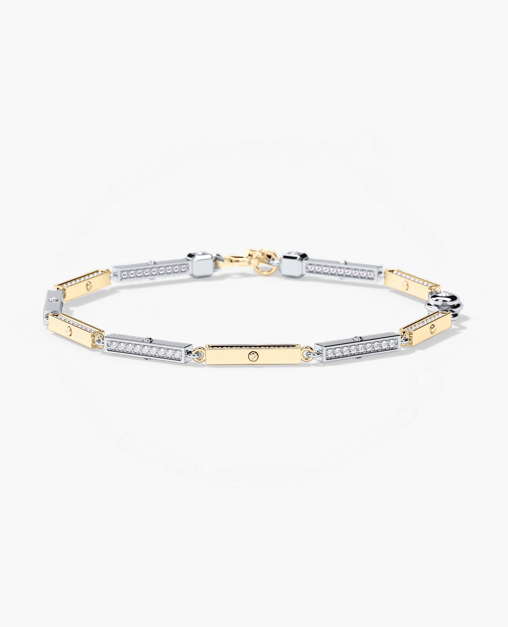 BAR CHAIN Two-Tone Gold Bracelet Diamonds - 2.5mm