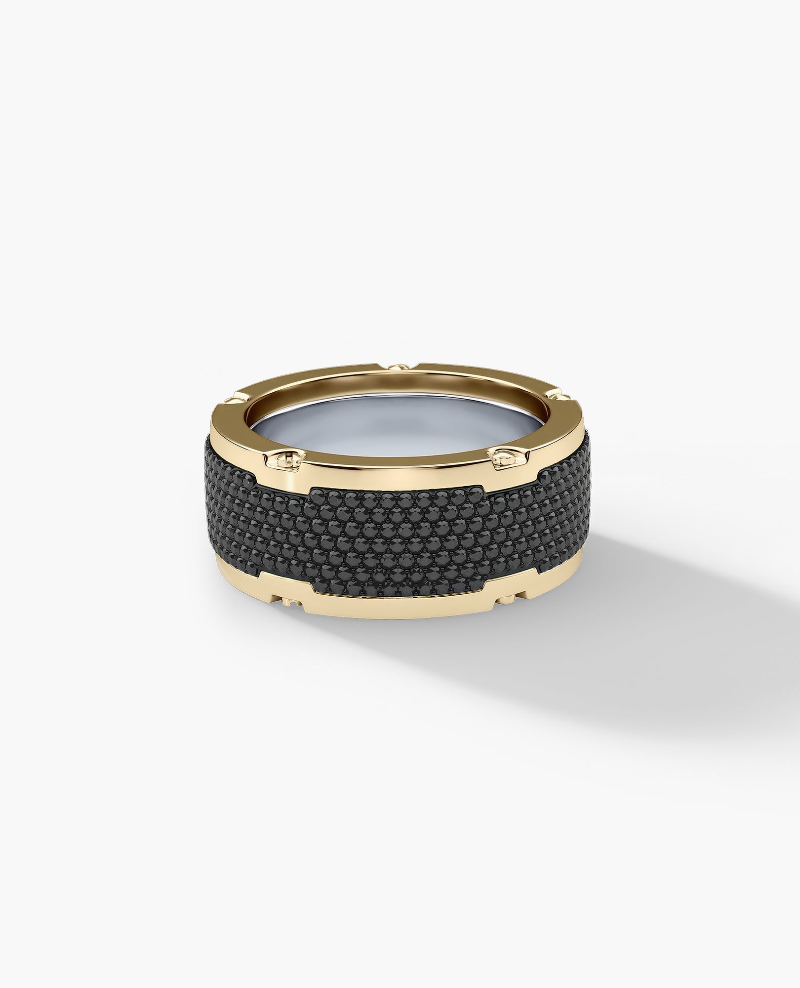 CABARRUS Two-Tone Gold Wide Ring with 2.25ct Black Diamonds