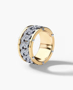 KENSINGTON Two Tone Gold Cuban Link Ring with 0.65ct Diamonds