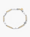 BAR CHAIN Two-Tone Gold Bracelet Diamonds - 2.5mm