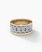KENSINGTON Two-Tone Gold Cuban Link Ring with 1.45ct Diamonds