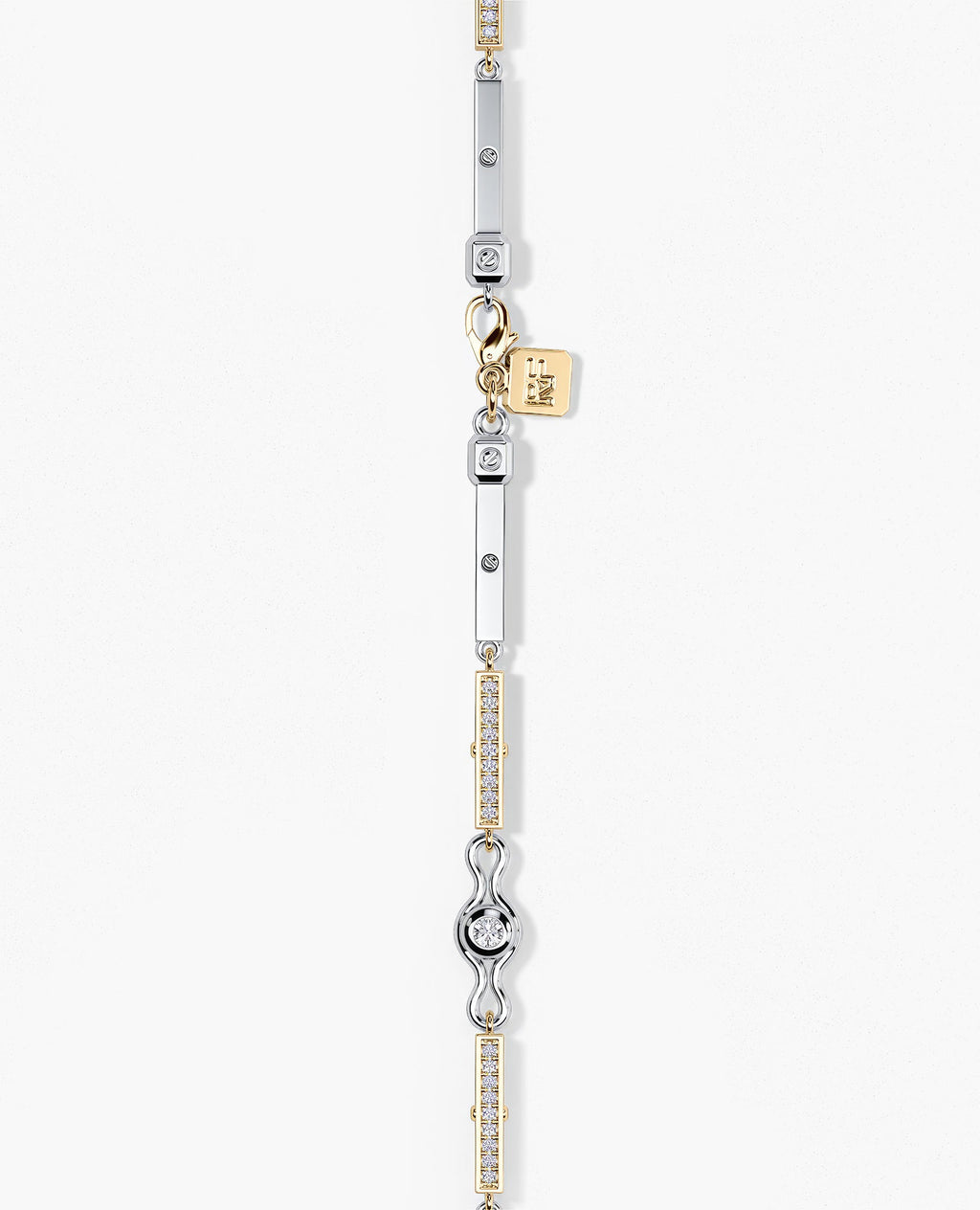 BAR CHAIN Two-Tone Gold Bracelet Diamonds - 2.5mm