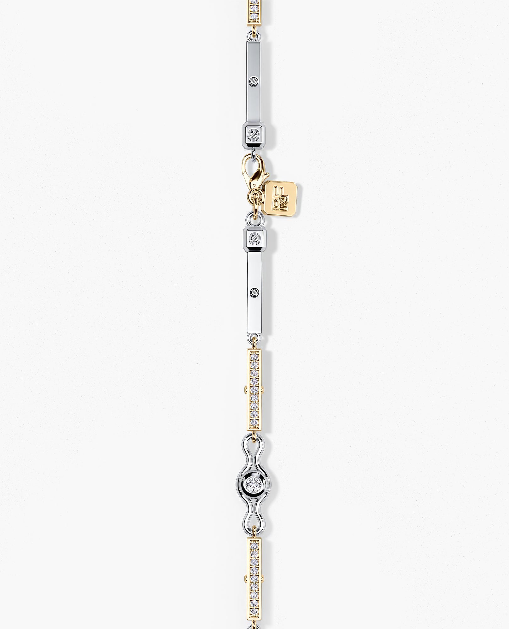 BAR CHAIN Two-Tone Gold Bracelet Diamonds - 2.5mm