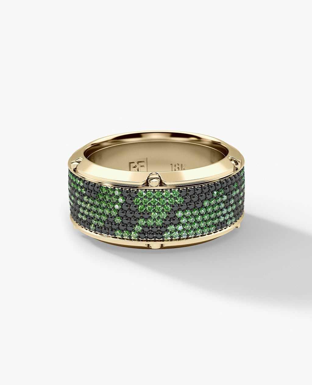 CORTEZ Camouflage Gold Ring with 2.40ct Green and Black Diamonds