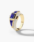 CARLIN Gold Signet Ring with 3.10ct Sapphires and Diamonds