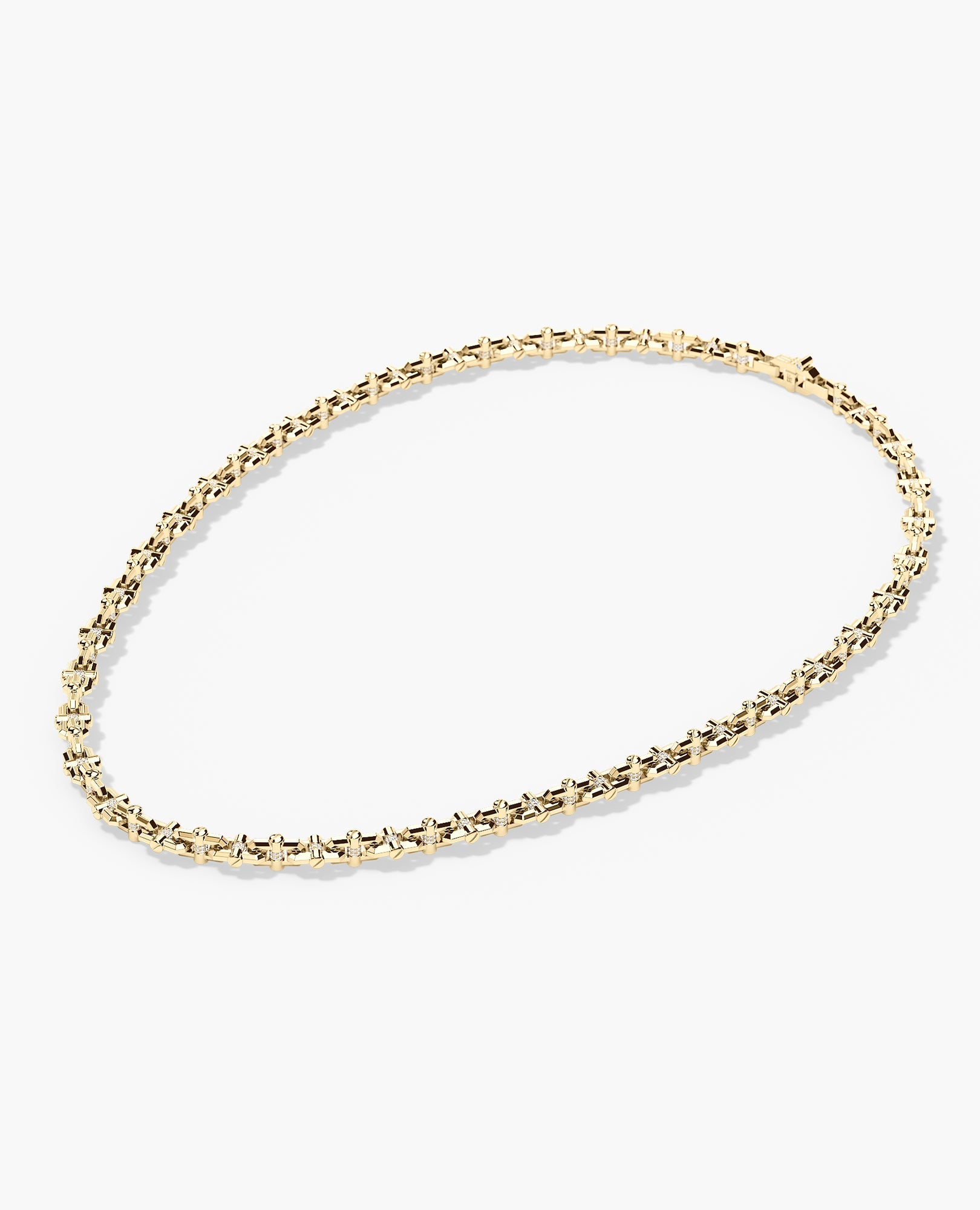 MOSS Link Gold Necklace with Diamonds - 9mm