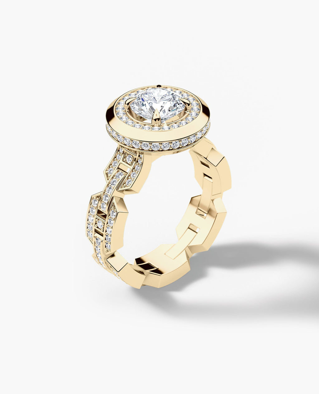 BRIGGS Round Cut Diamond Gold Engagement Ring
