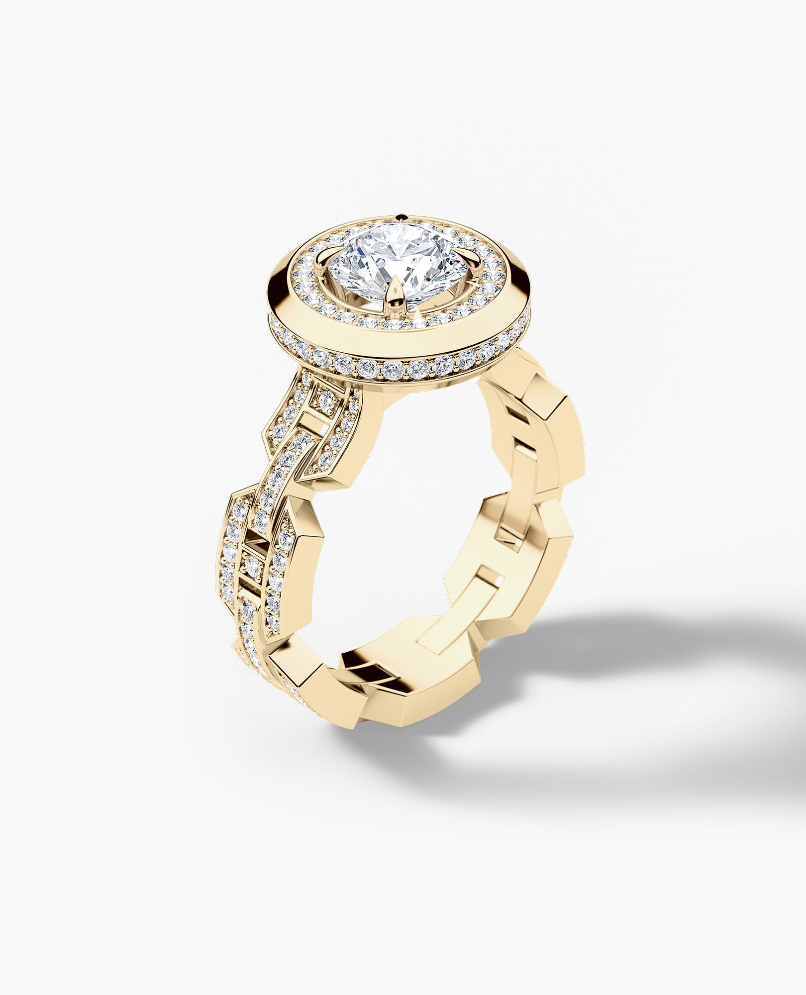 BRIGGS Round Cut Diamond Gold Engagement Ring