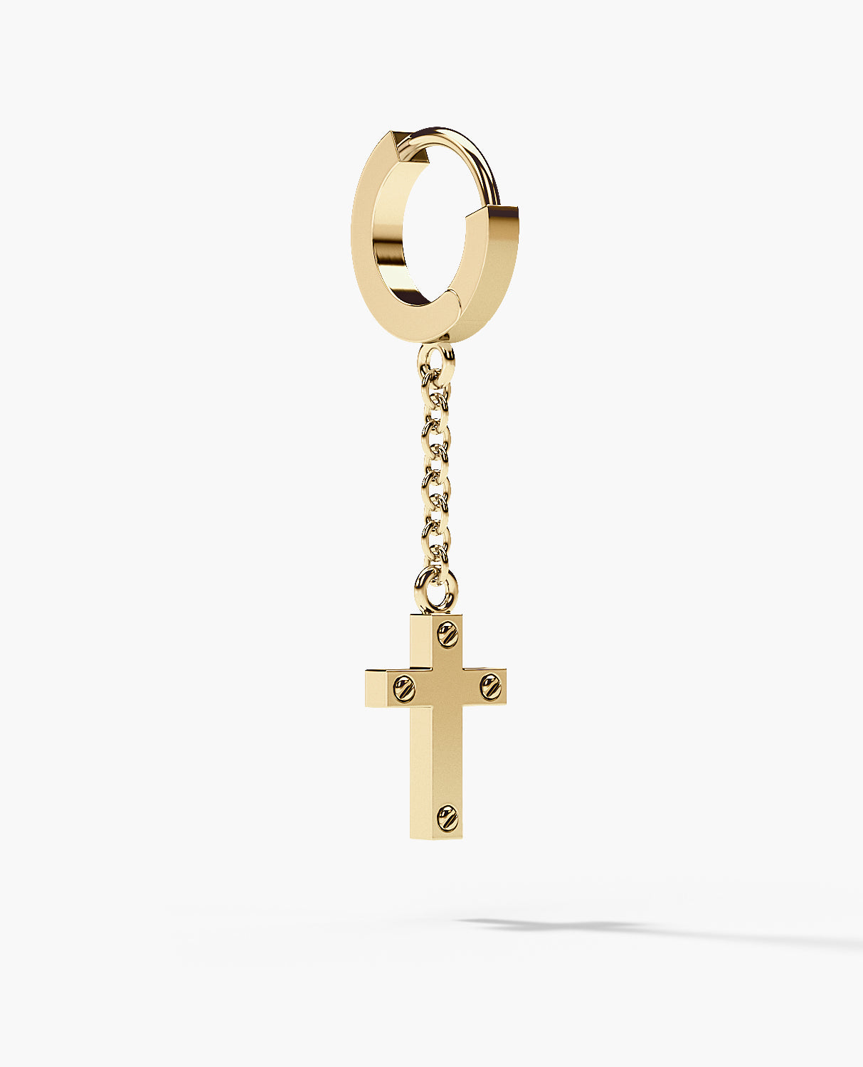 DANGLE Cross Hoop Gold Earring with 0.12ct Diamonds