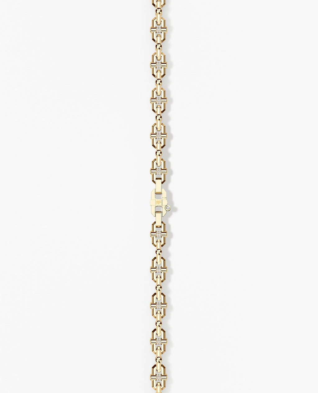 MOSS Link Gold Necklace with Diamonds - 9mm