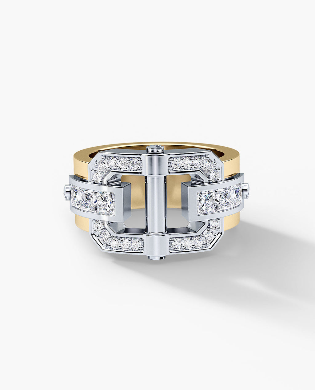 FORTUNA Belt Buckle Two-Tone Gold Ring with 1.50ct Diamonds