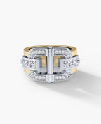 FORTUNA Belt Buckle Two-Tone Gold Ring with 1.50ct Diamonds