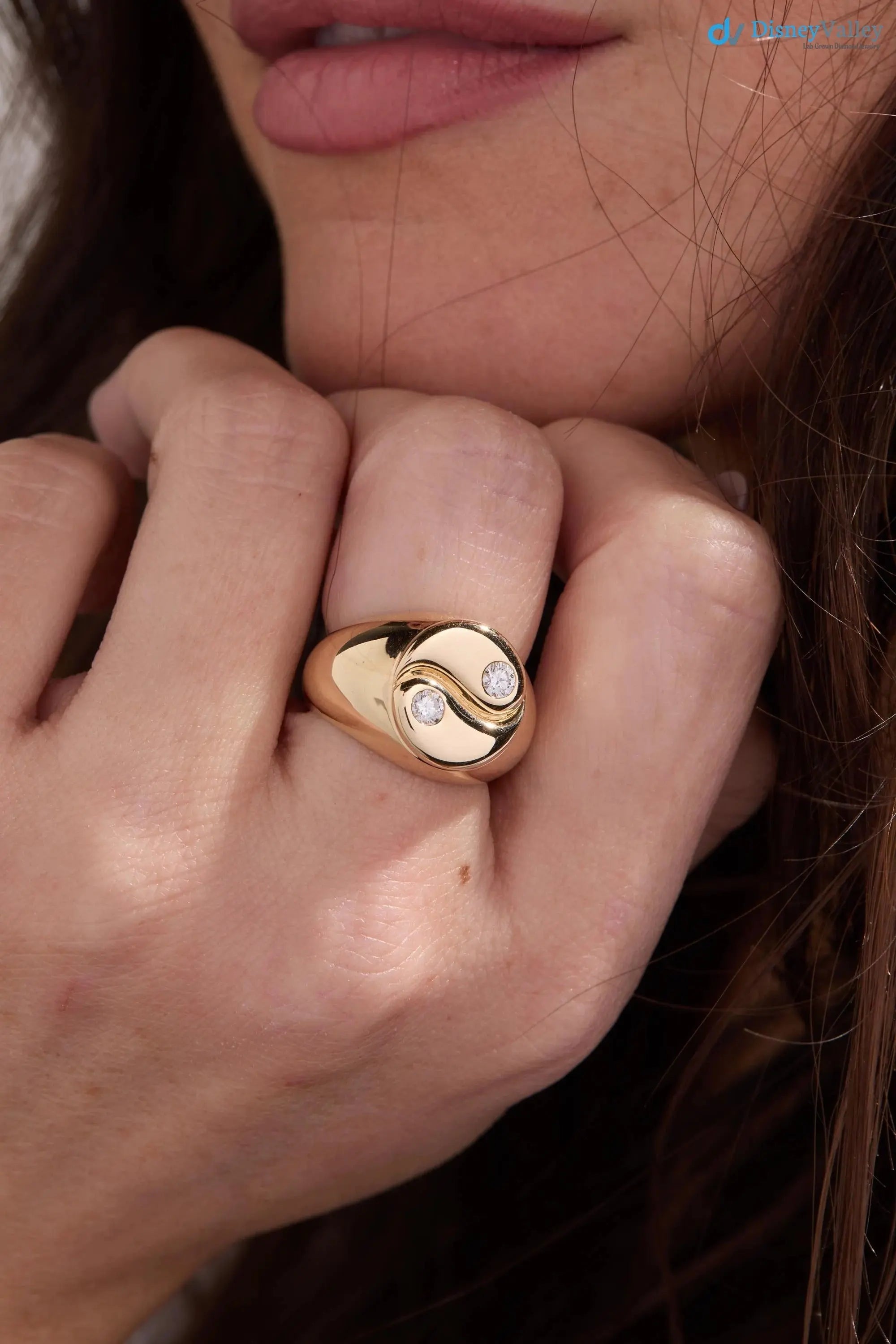 Yin Yang Diamond Signet Ring – Solid Gold Statement Ring, Spiritual Fine Jewelry DisneyValley