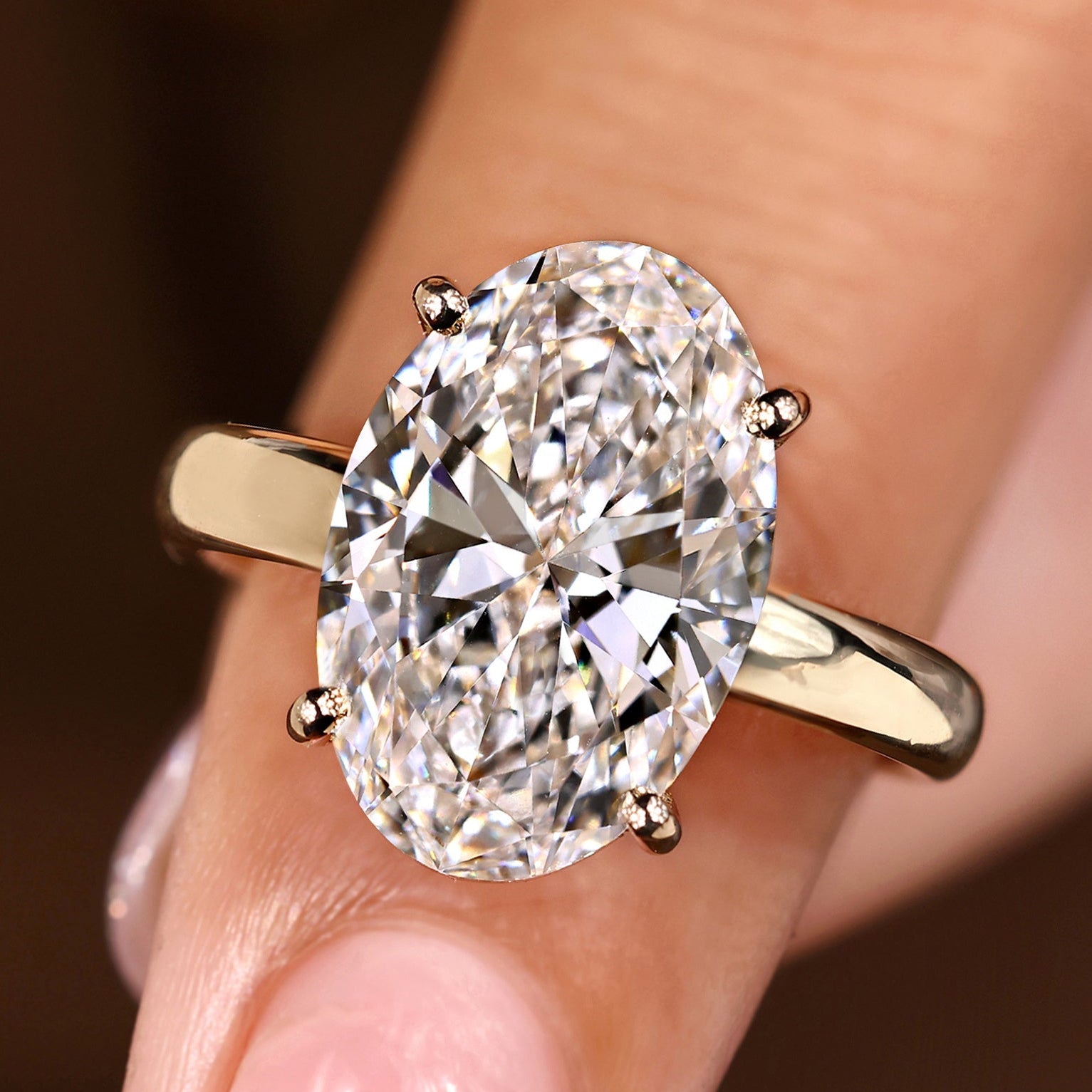 5 - 10 Carat Oval Cut Diamond Hidden Halo Engagement Ring Main image