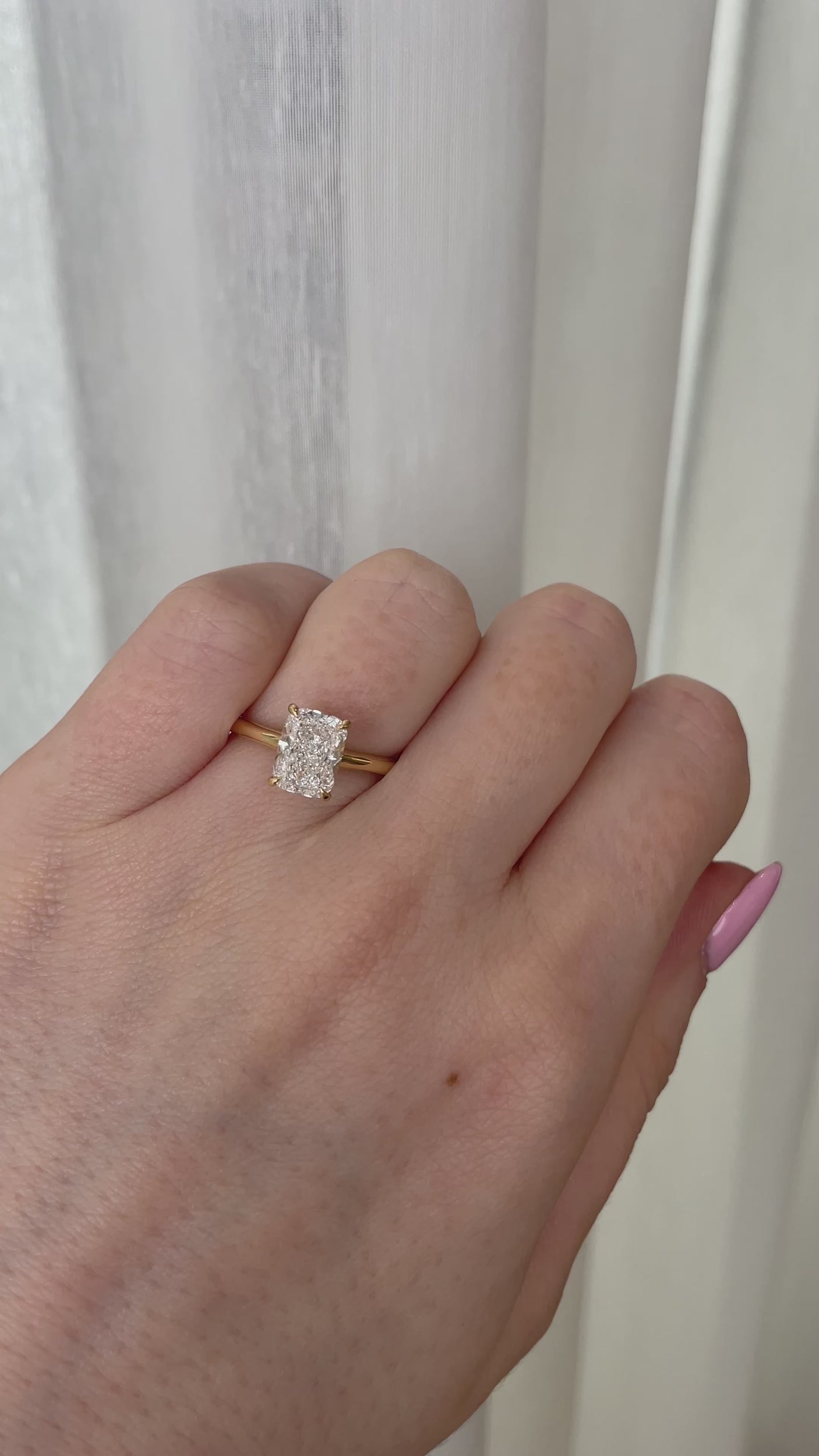 2.06-4.06 CT Elongated Cushion Cut Lab Grown Diamond Solitaire Engagement Ring