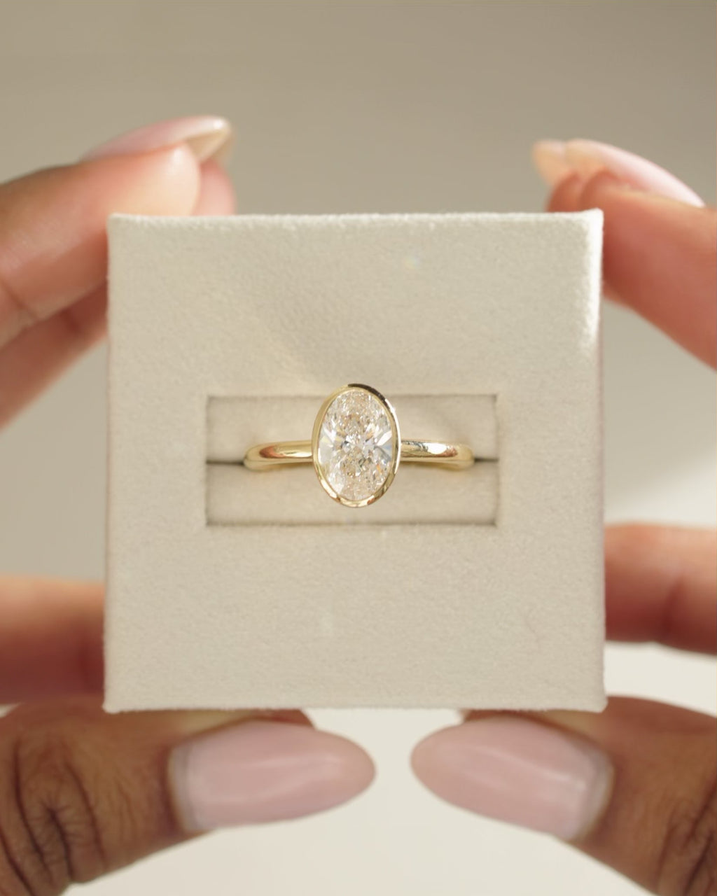 1.50-3.50 CT Oval Cut Lab Grown Diamond Bezel Solitaire Engagement Ring