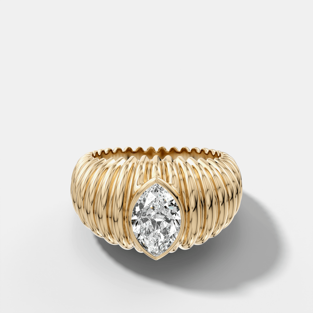 Accordion Cigar Band with a Marquise Cut Diamond
