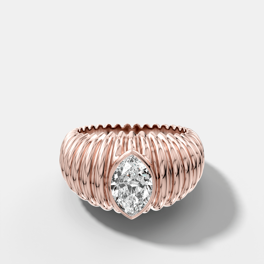 Accordion Cigar Band with a Marquise Cut Diamond