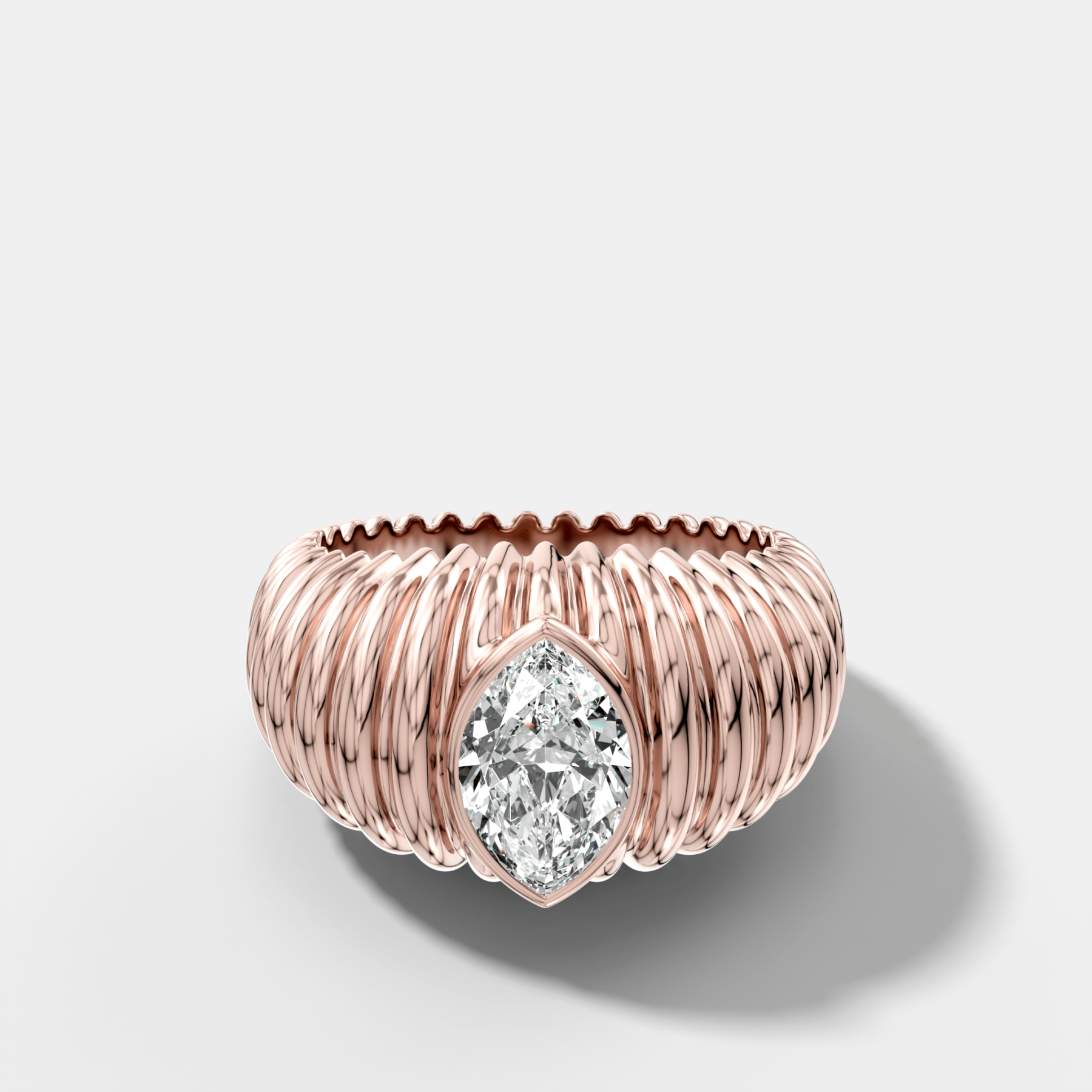 Accordion Cigar Band with a Marquise Cut Diamond