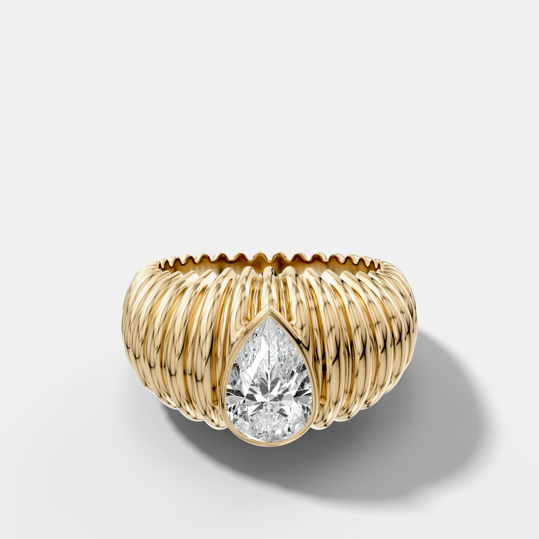 Accordion Cigar Band with a Pear Cut Diamond Main image