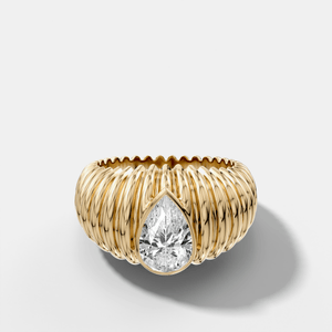 Accordion Cigar Band with a Pear Cut Diamond