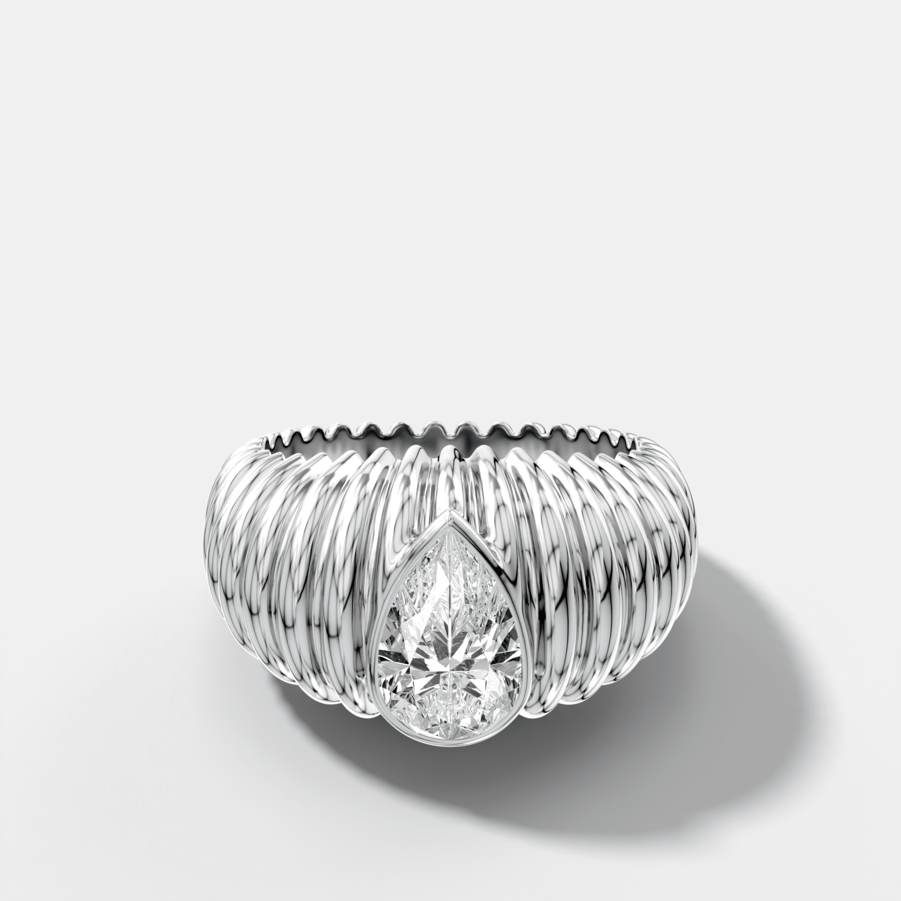 Accordion Cigar Band with a Pear Cut Diamond
