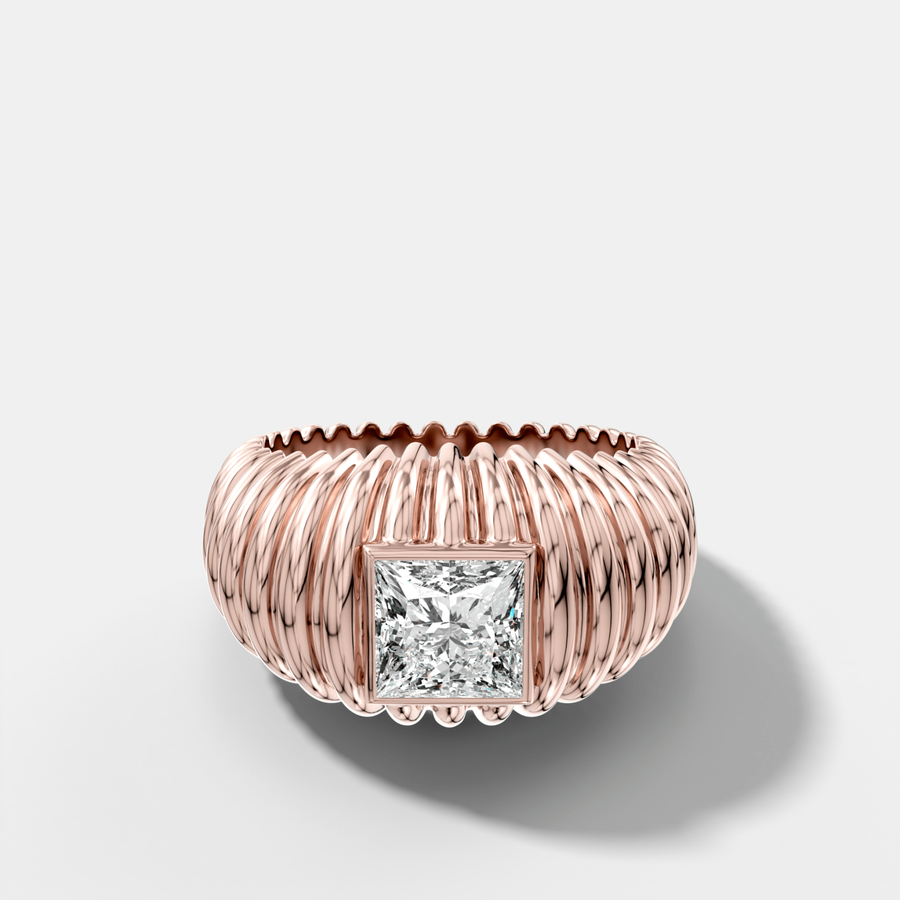 Accordion Cigar Band with a Princess Cut Diamond