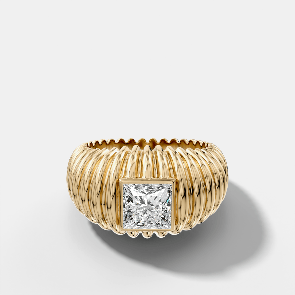 Accordion Cigar Band with a Princess Cut Diamond