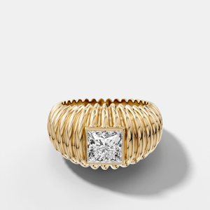 Accordion Cigar Band with a Princess Cut Diamond